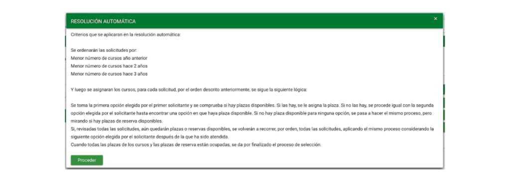 Estos son los criterios que se siguen al hacer una resolución automática.