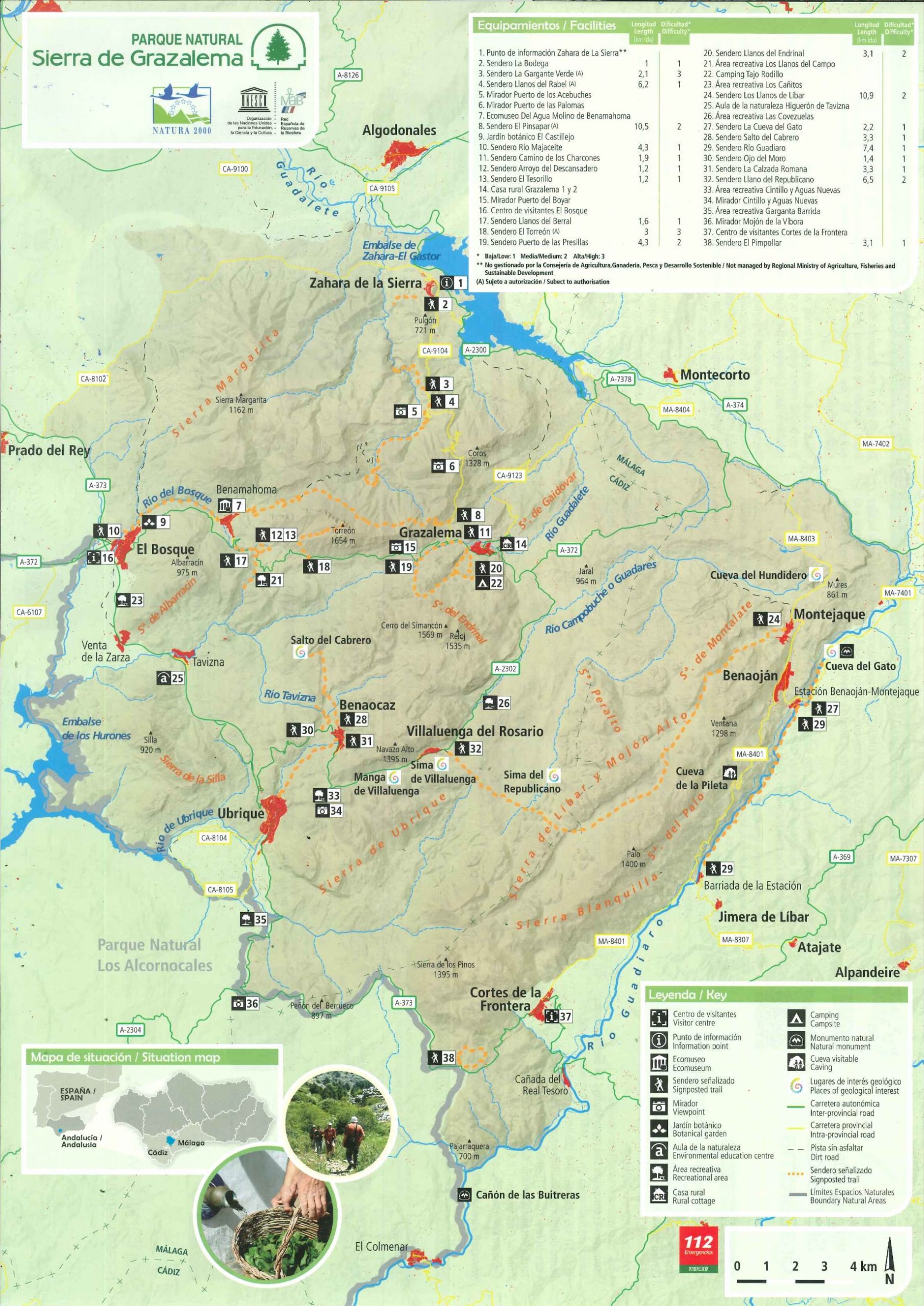Parque Natural Sierra de Grazalema. Mapa de uso público